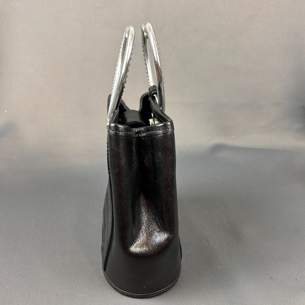 Brighton Corazon Black Embossed Leather Silver Heart Handles NEW - Picture 14 of 16